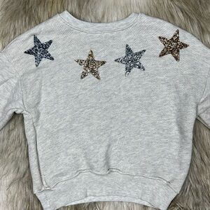 Size 6 Zara Kids Collection Gray Sweatshirt with Glitter Star Accents